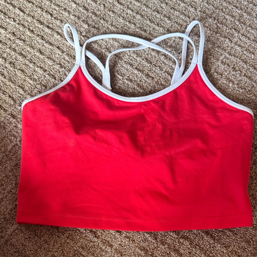 Red Crop Top with White Straps